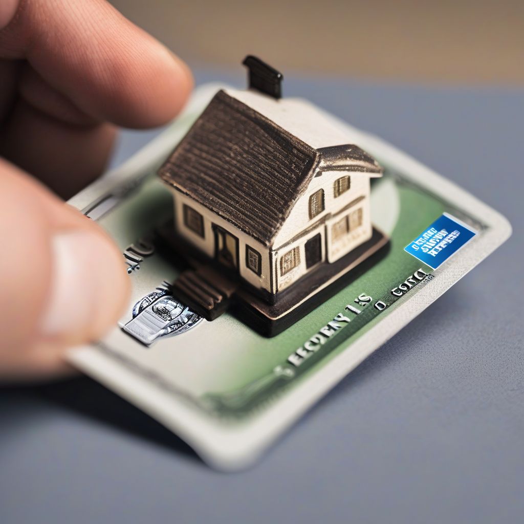 American Express card and a miniature house