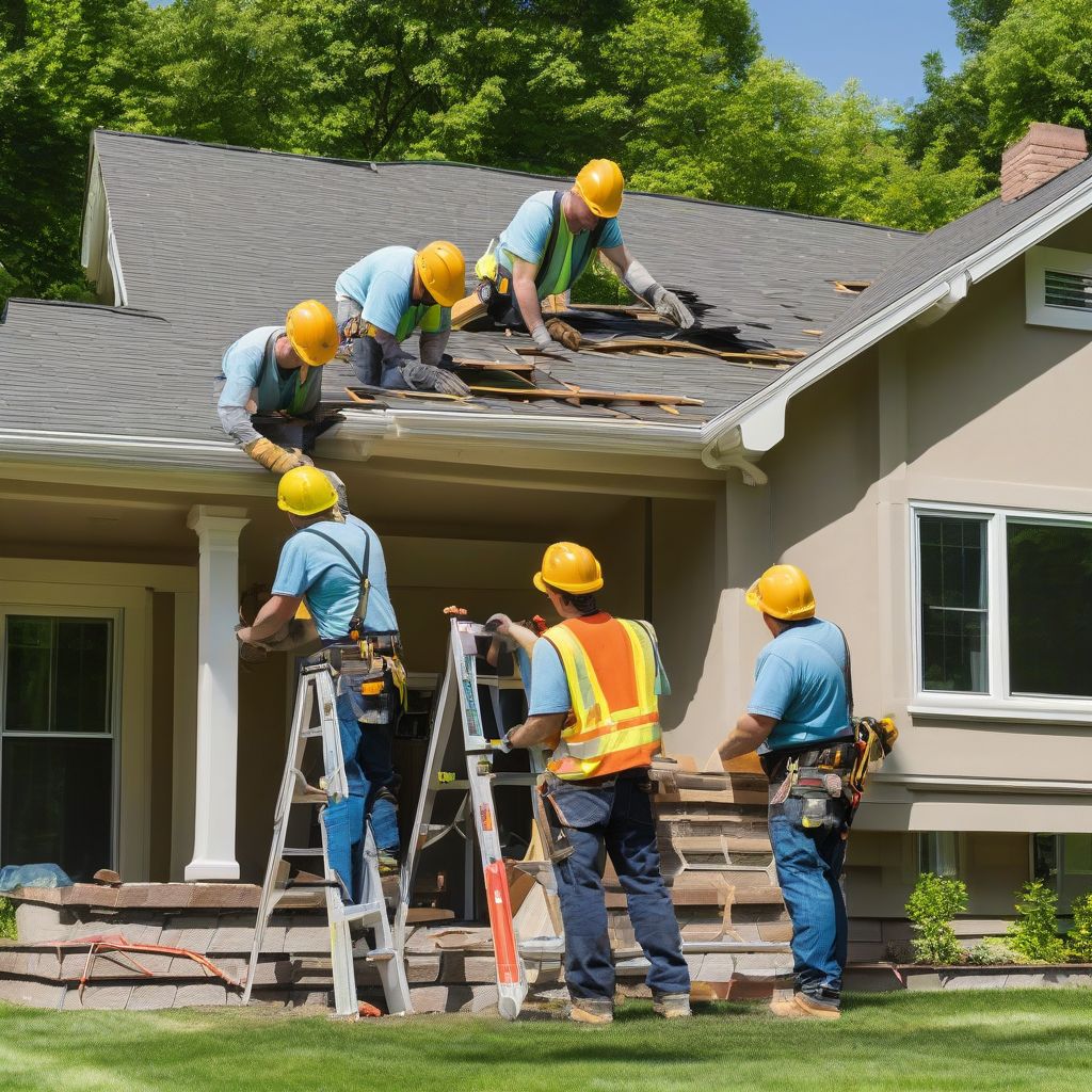 Construction Workers on a Roof